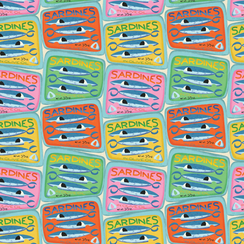 Sardines Peel and Stick Wallpaper | Delightful Dreams X Carrie Cantwell | Funky Paper Co