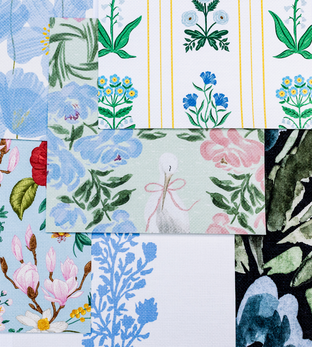 Floral wallpaper samples by Funky Paper Co