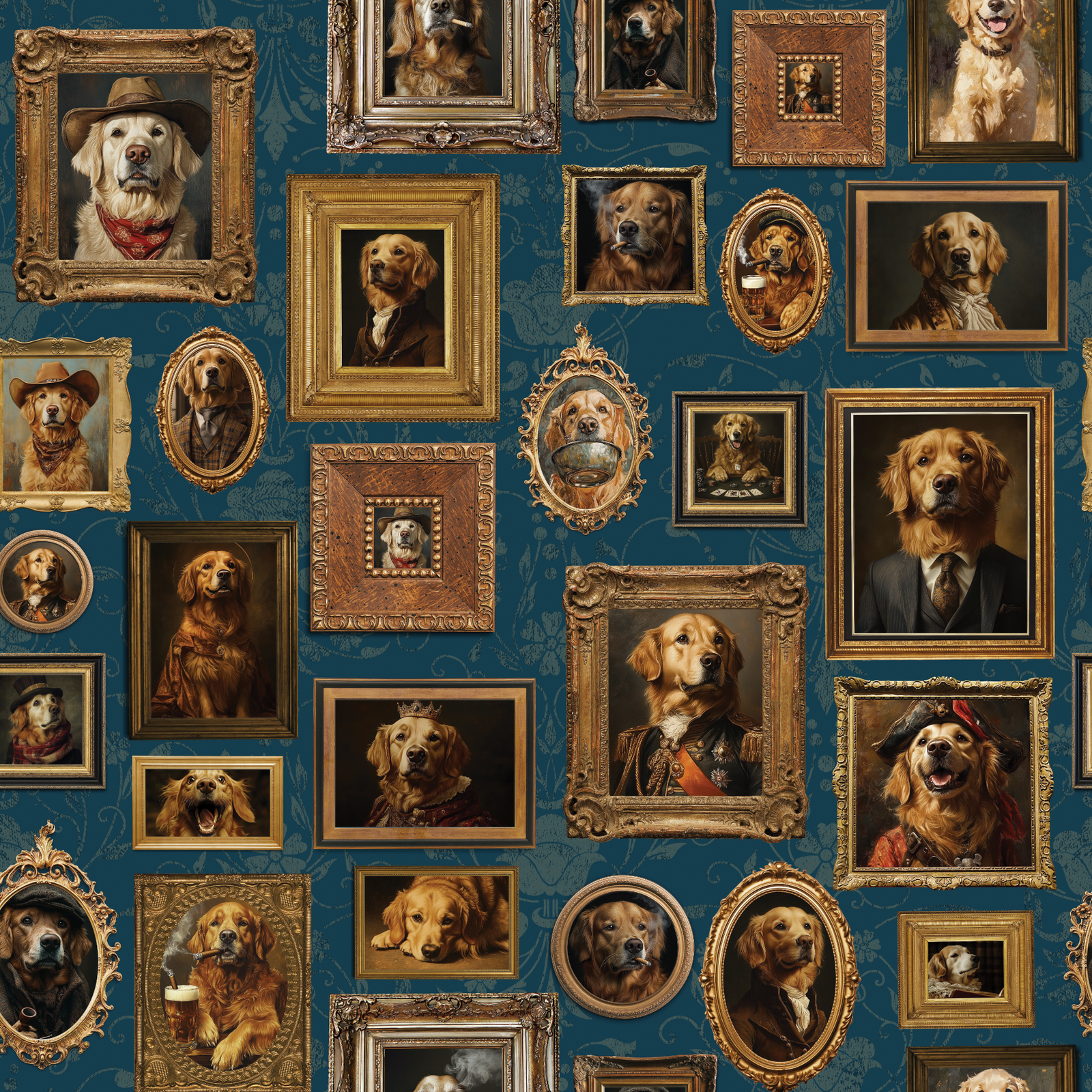 Vintage Dogs - Golden Blue