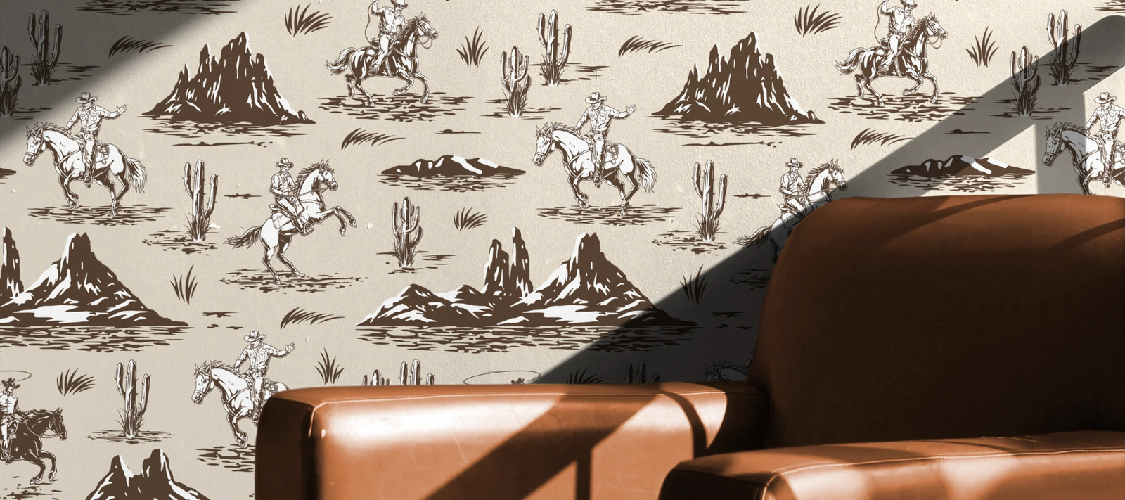 Texas wallpaper inspired by desert florals, cowboy culture, and Southwestern landscapes — a rising design trend bringing rustic charm beyond the ranch house.