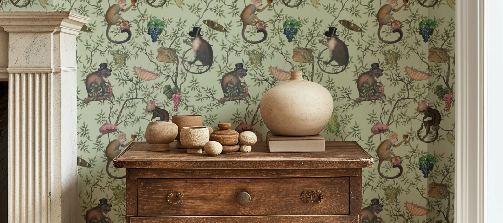 Playful monkey wallpaper designs for fun and vibrant interiors