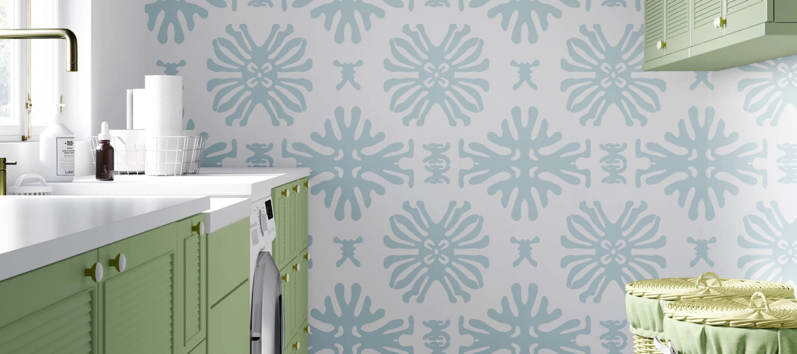 Can You Put Peel and Stick Wallpaper in a Laundry Room? Yes, Here's How. by Funky Paper Co.