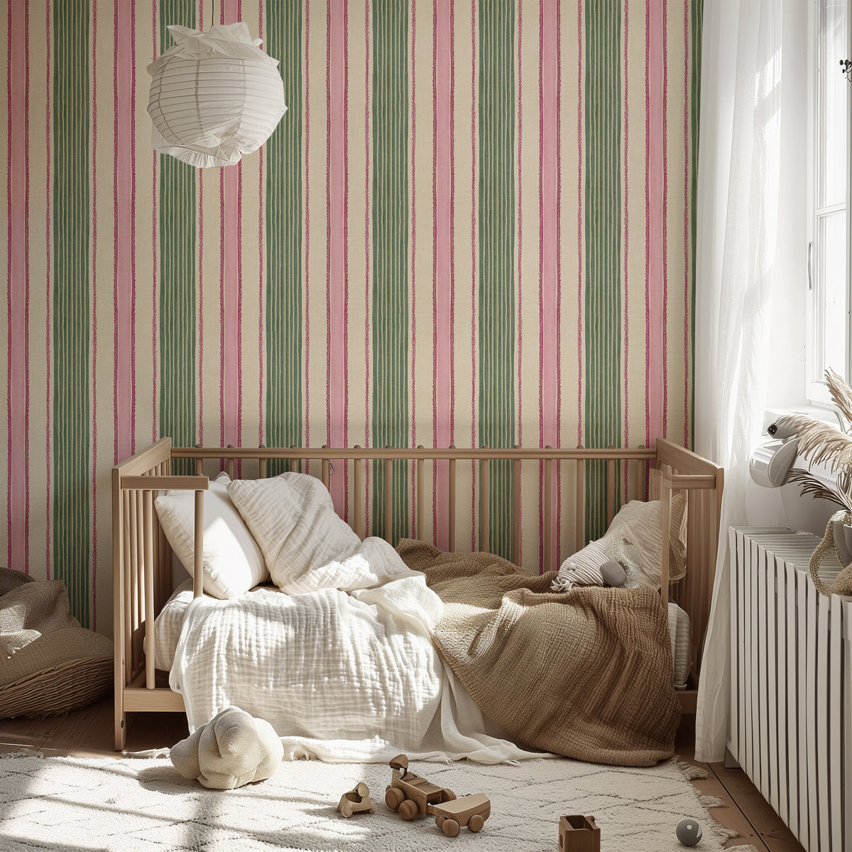 Green And Pink Ribbon Stripe