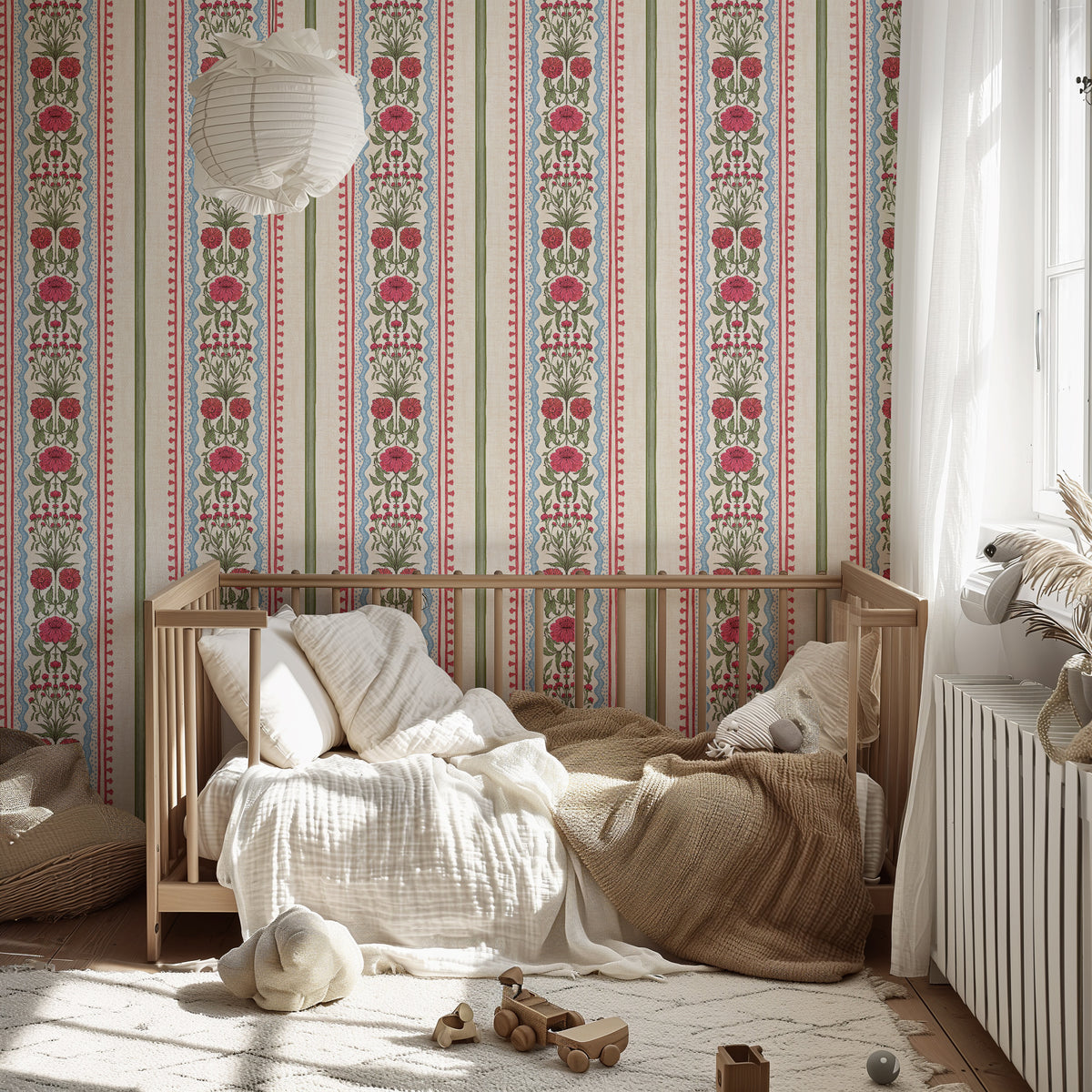 Indian Block Print Floral Stripe