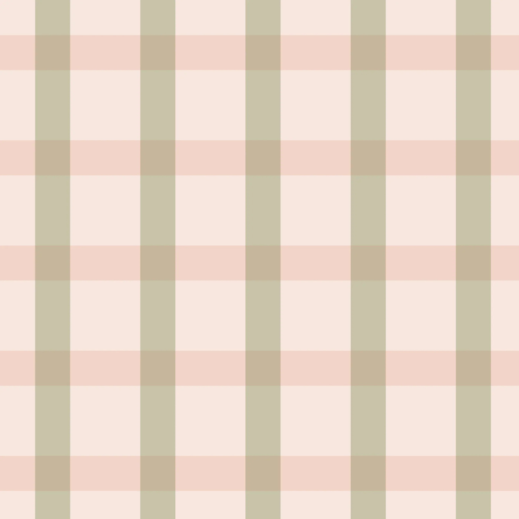 A pink and green plaid wallpaper with a soft cottagecore aesthetic—adding warmth, charm, and a romantic coquette touch to any space.