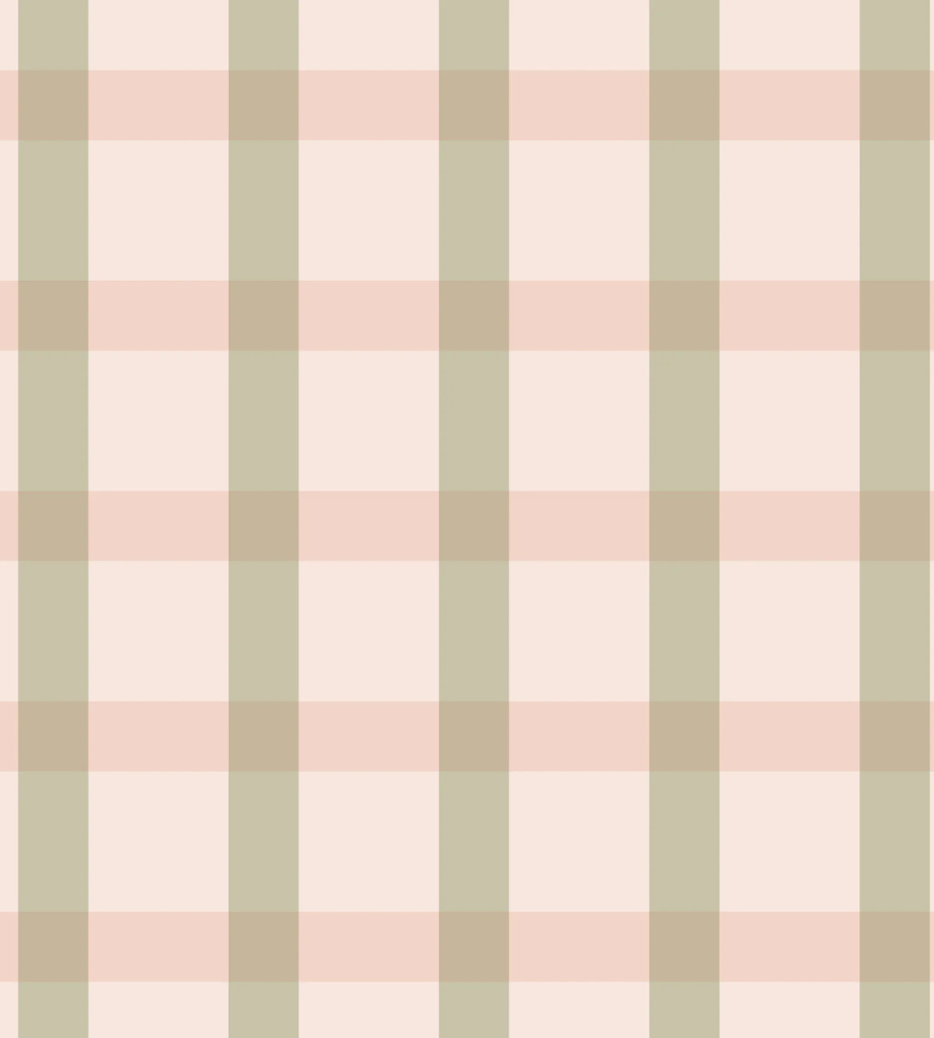 A pink and green plaid wallpaper with a soft cottagecore aesthetic—adding warmth, charm, and a romantic coquette touch to any space.