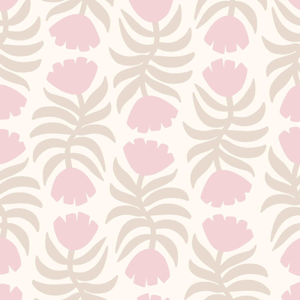 A modern coquette wallpaper combining Scandinavian minimalism with a soft, romantic color palette—clean, chic, and subtly feminine.