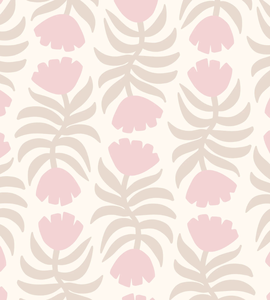 A modern coquette wallpaper combining Scandinavian minimalism with a soft, romantic color palette—clean, chic, and subtly feminine.