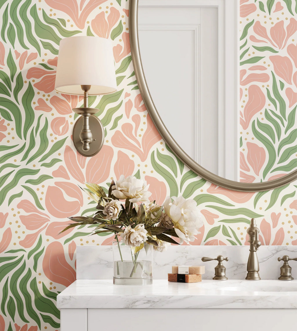2026 wallpaper trends featuring bold patterns, warm neutrals, and textured wallcoverings by Funky Paper Co