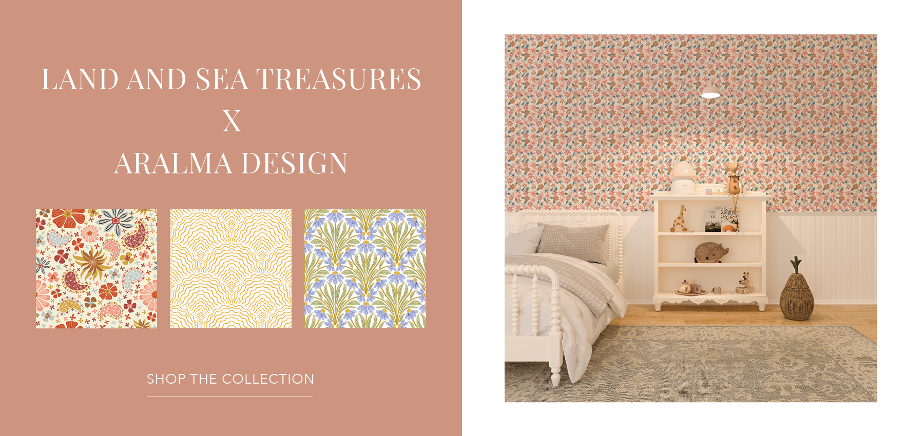 Land and Sea Treasures Artist Wallpaper Collection | Colorful, nature-inspired prints capturing floral beauty and seaside charm | Funky Paper Co