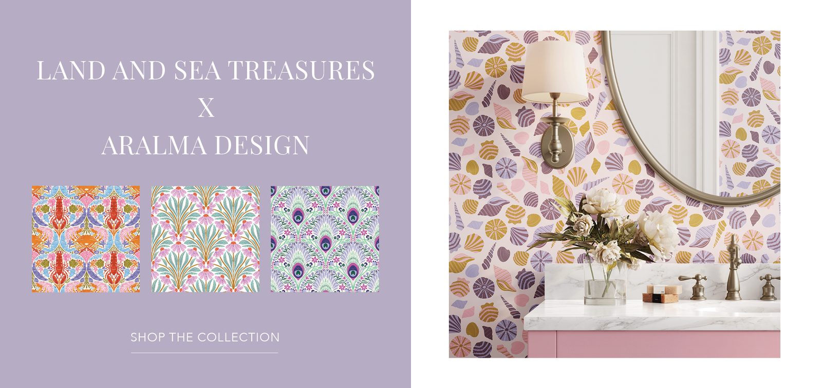 Land and Sea Treasures Artist Wallpaper Collection | Colorful, nature-inspired prints capturing floral beauty and seaside charm | Funky Paper Co