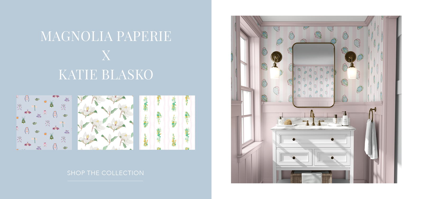 Magnolia Paperie Artist Wallpaper Collection | Hand-drawn ducks, oysters, and bugs in fresh pastels | Funky Paper Co