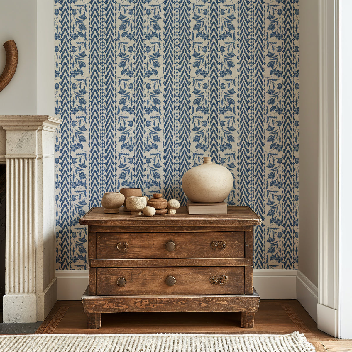 Floral Stripes - Blue