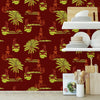 Bali Rice Fields Wallpaper in Maroon by Jenna Hang