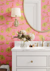 Bali Rice Fields Wallpaper in Pink by Jenna Hang