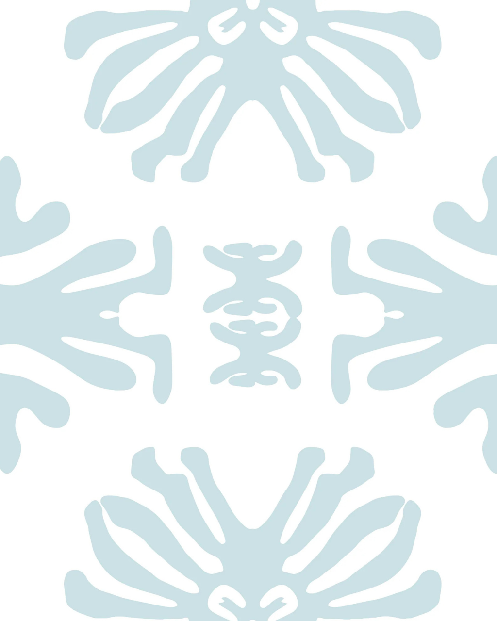 Bali Powder Blue abstract coastal damask wallpaper print by Funky Paper Co