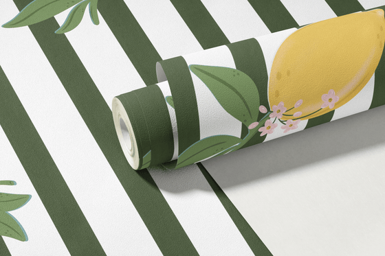 Zesty Stripe Wallpaper in Green X Kate Clay