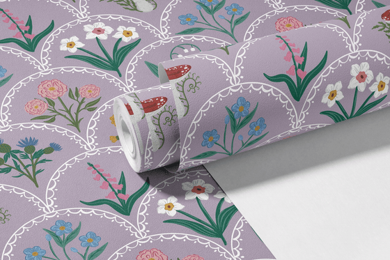 English Cutting Garden Wallpaper in Purple