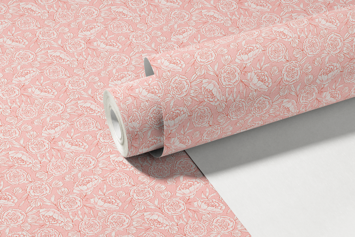 Sketchy Peonies - Pink