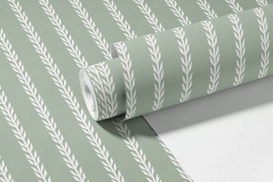 Birch Wallpaper in Green X Kate Clay