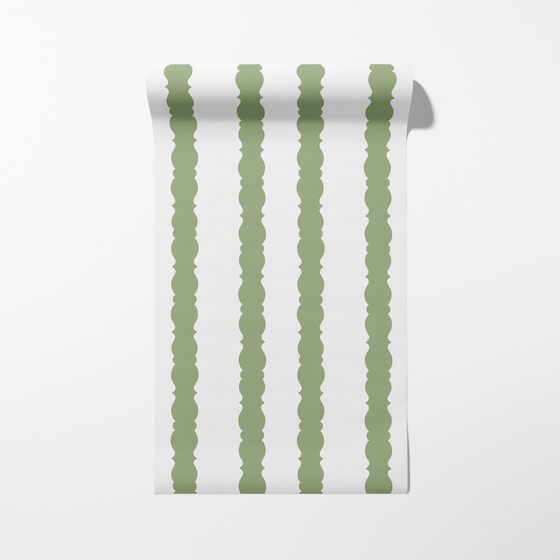 Verona Stripe Wallpaper in Green X Kate Clay