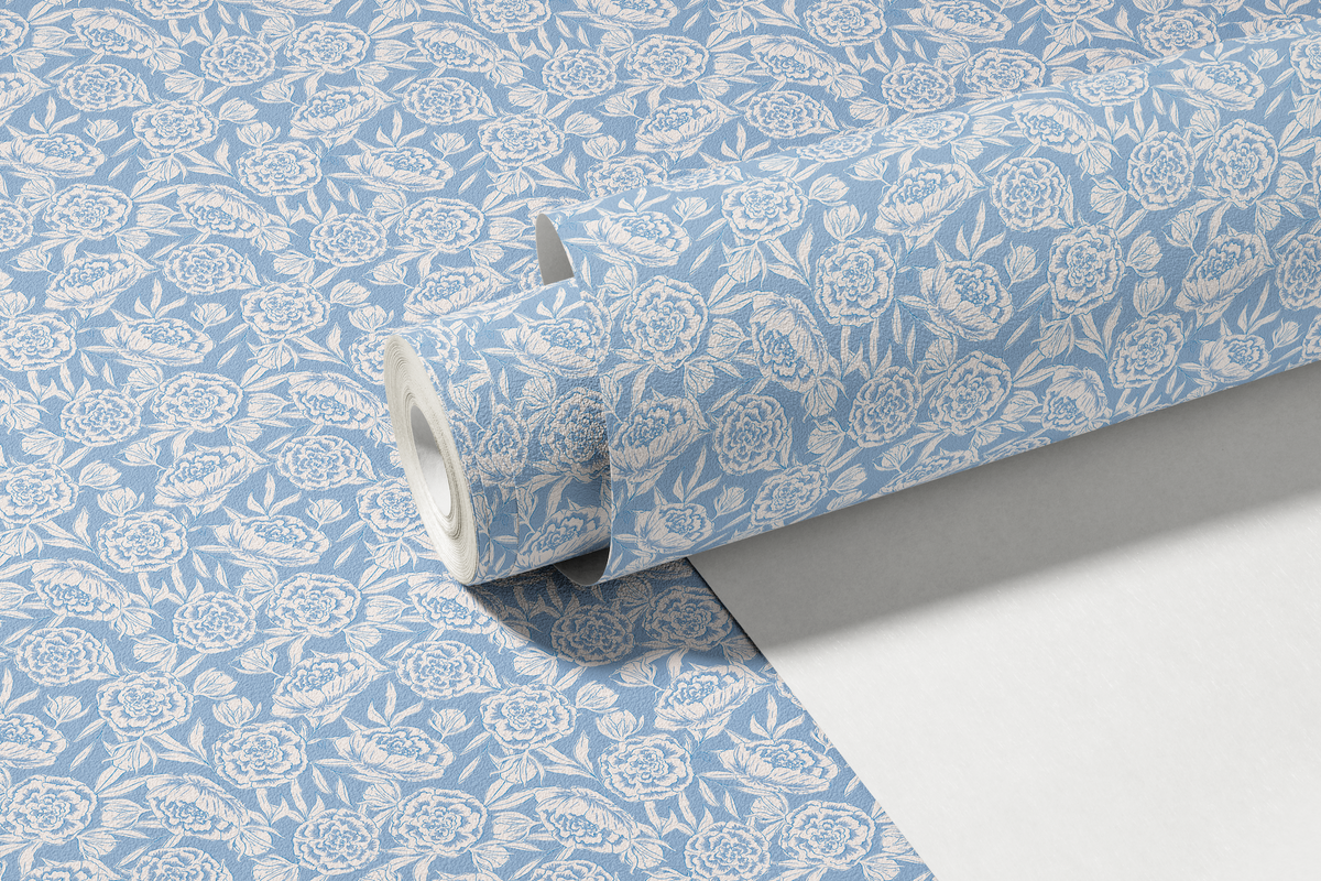 Sketchy Peonies - Blue