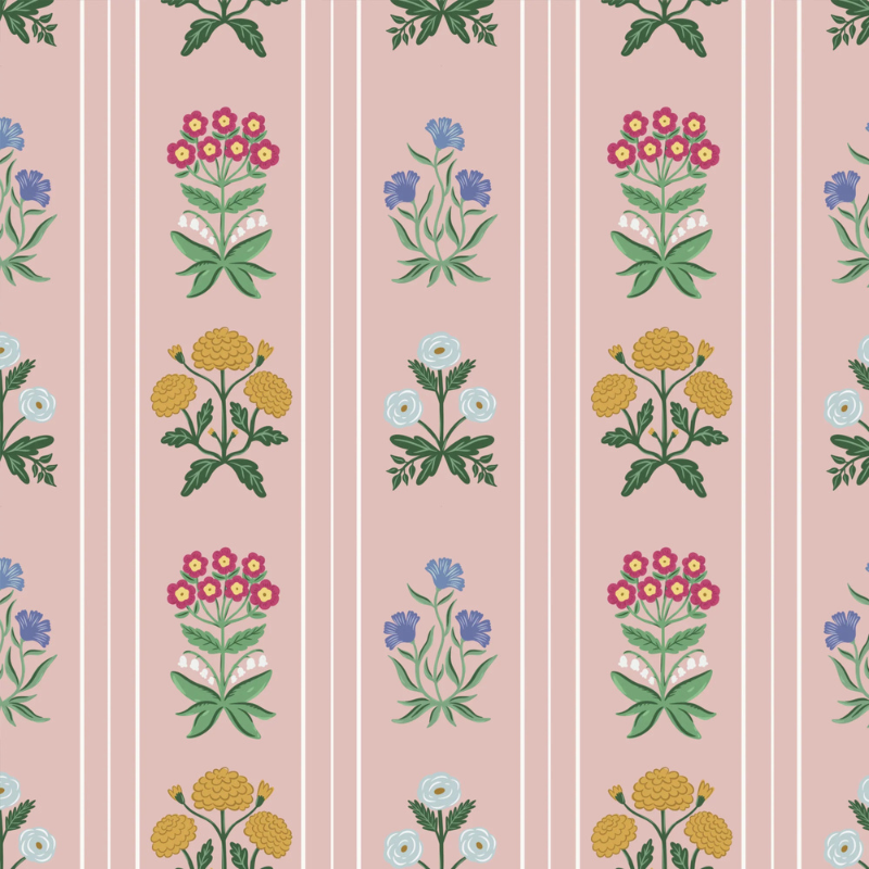 Blush Rosemary English Garden Peel and Stick Wallpaper by Funky Paper Co