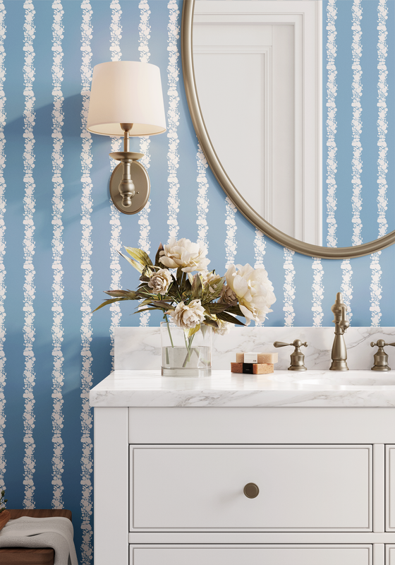 Gemma Wallpaper in Blue X Kate Clay