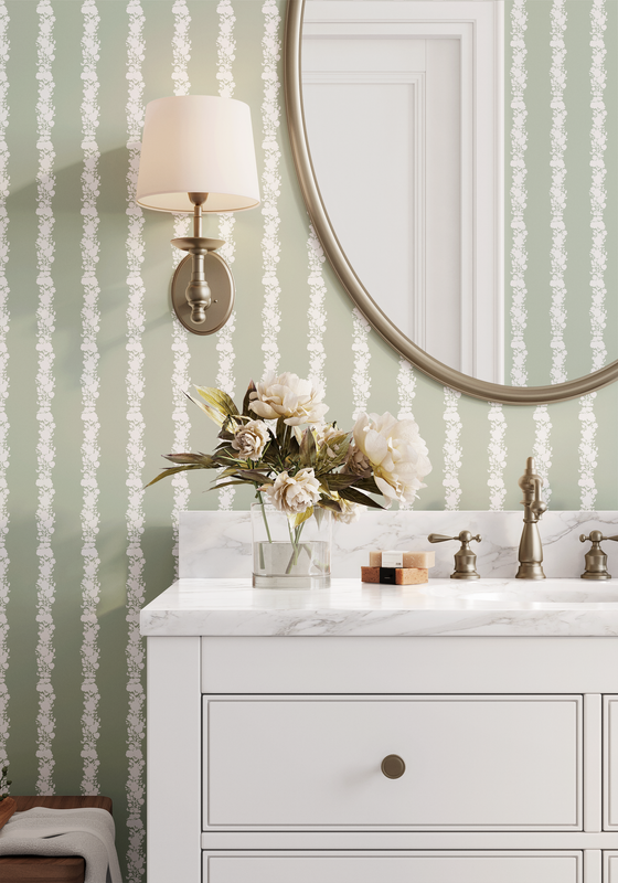 Gemma Wallpaper in Green X Kate Clay