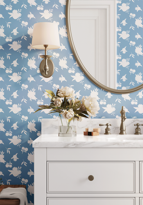 Grace Wallpaper in Blue X Kate Clay