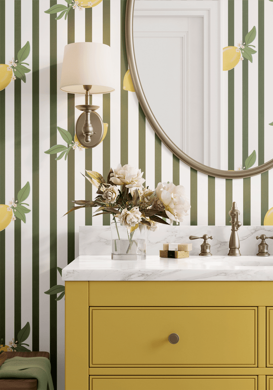 Zesty Stripe Wallpaper in Green X Kate Clay