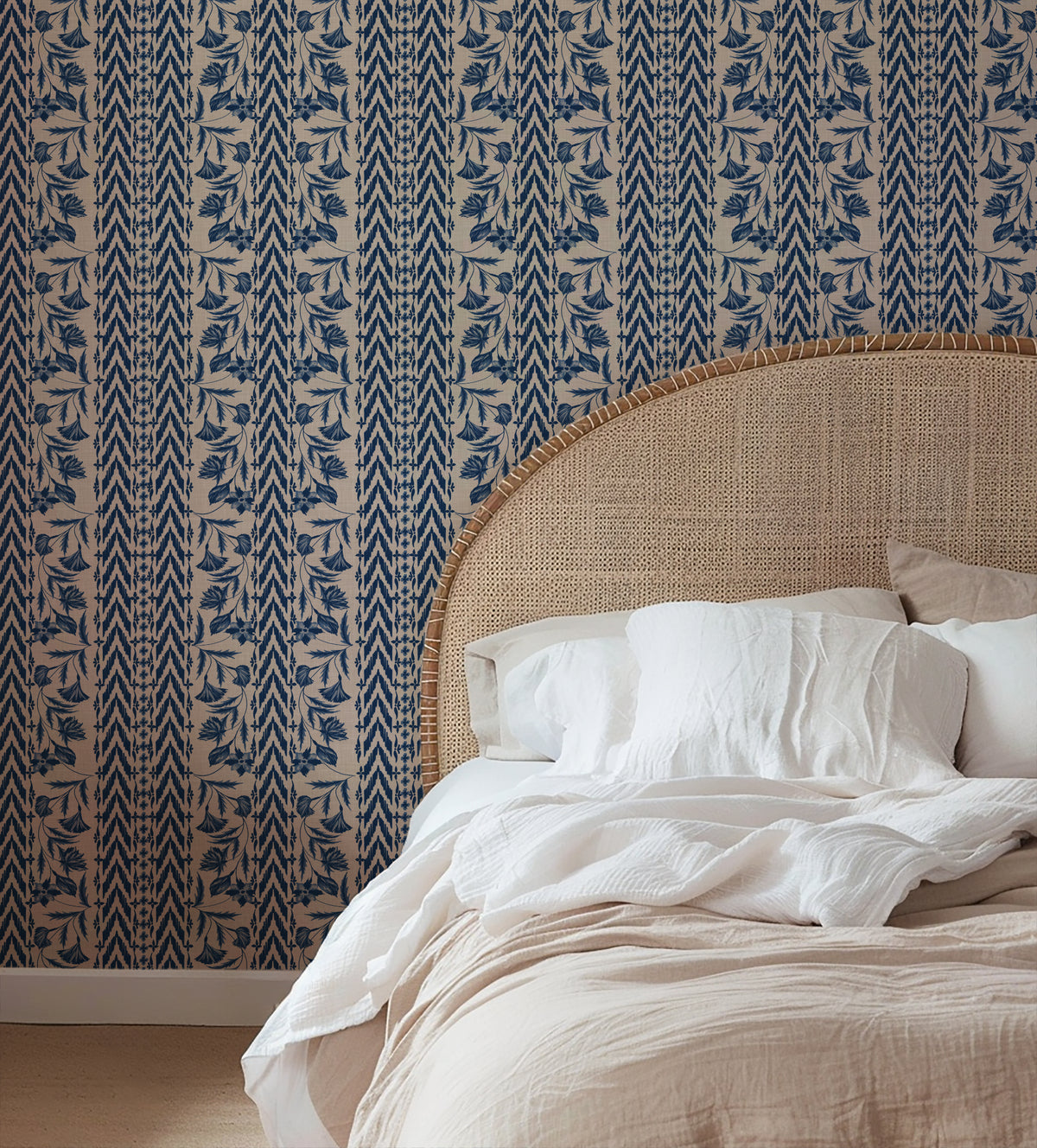Floral Stripes - Blue