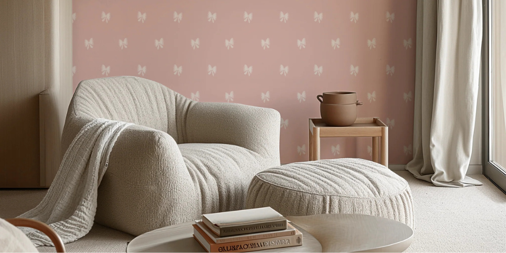 Coquette Pink Bows Peel and Stick Wallpaper