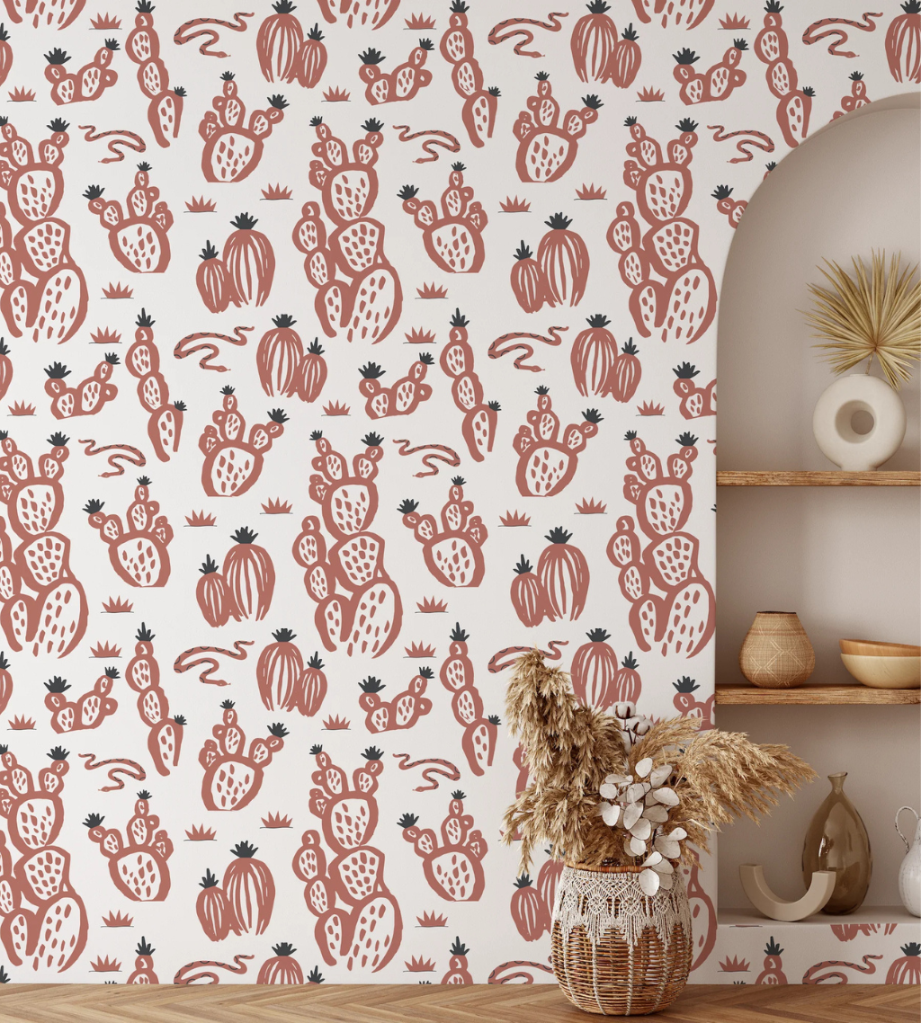 Red and charcoal peel and stick Texas Wallpaper by Funky Paper Co