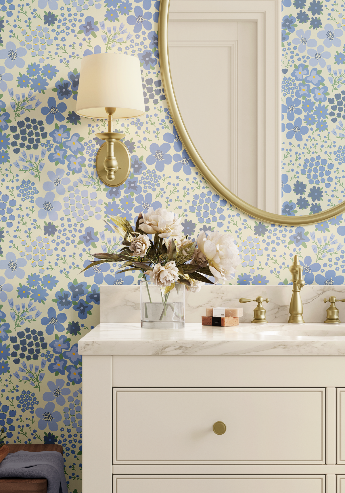 Les Fleurs - Cream &amp; Blue
