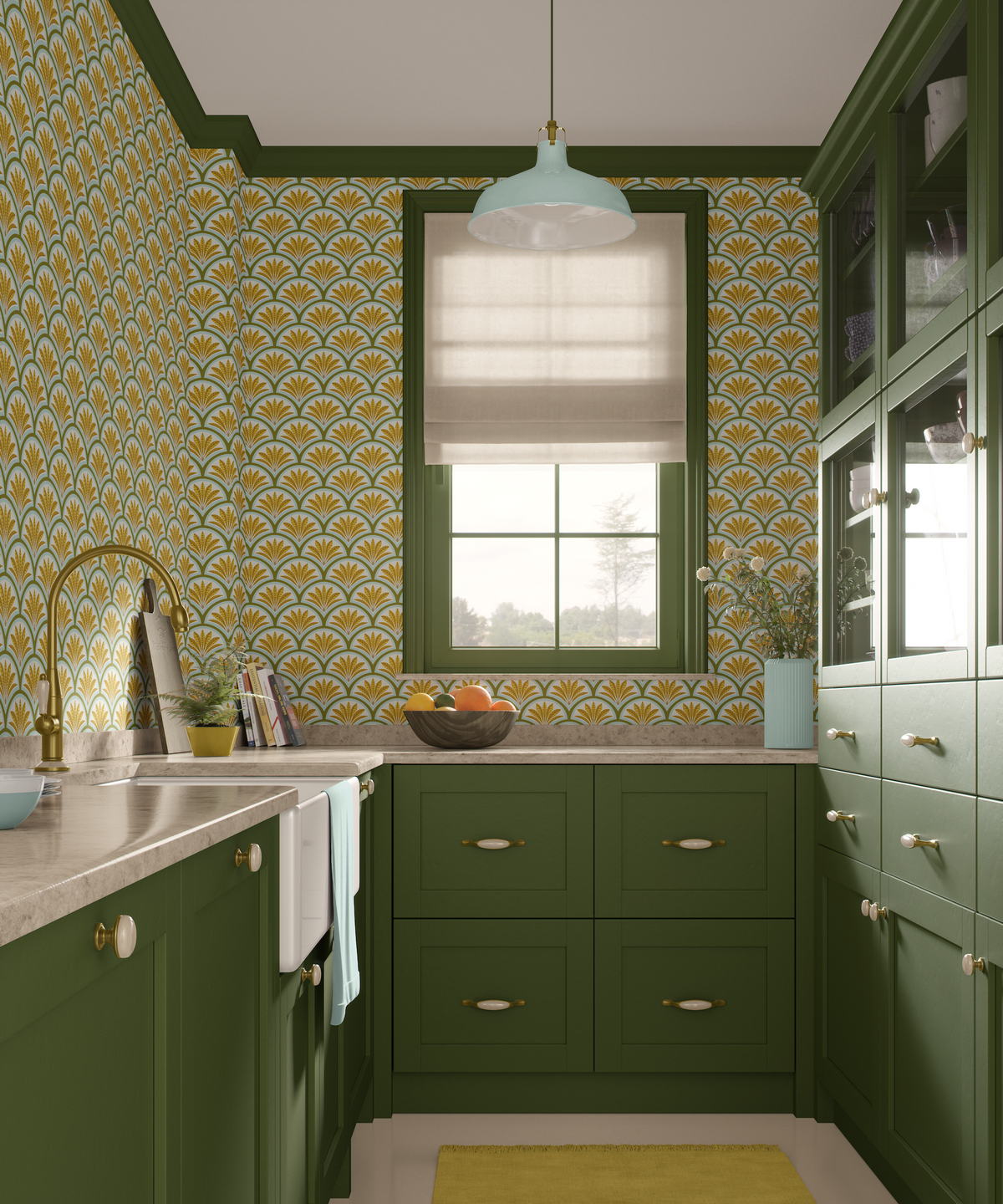 Fancy Scalop Palm Leaves - Green