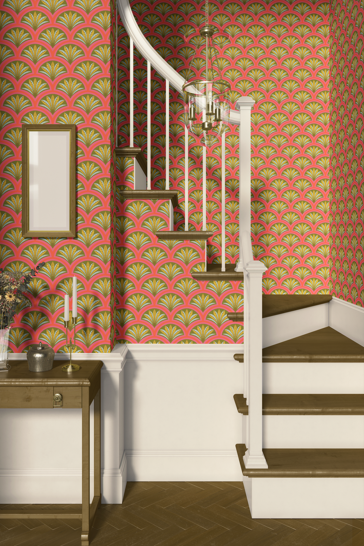 Fancy Scalop Palm Leaves - Pink