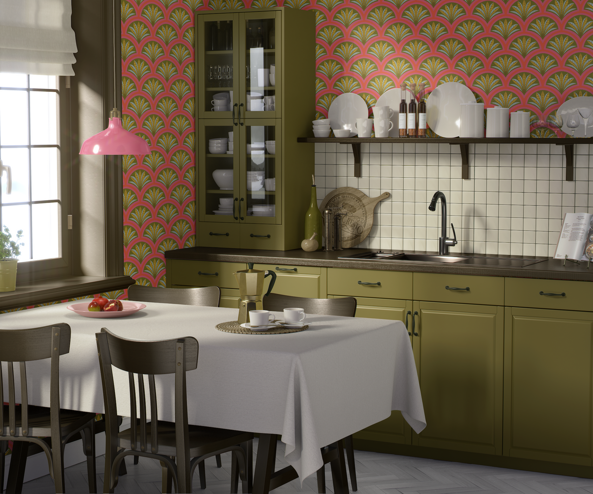 Fancy Scalop Palm Leaves - Pink