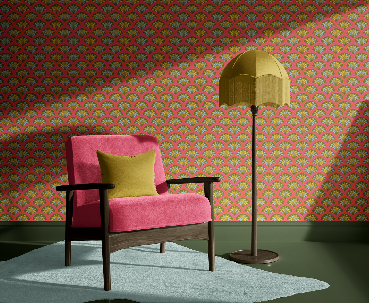 Fancy Scalop Palm Leaves - Pink