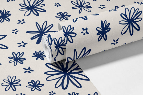 Navy Flowers Wallpaper X Katherine Morphett