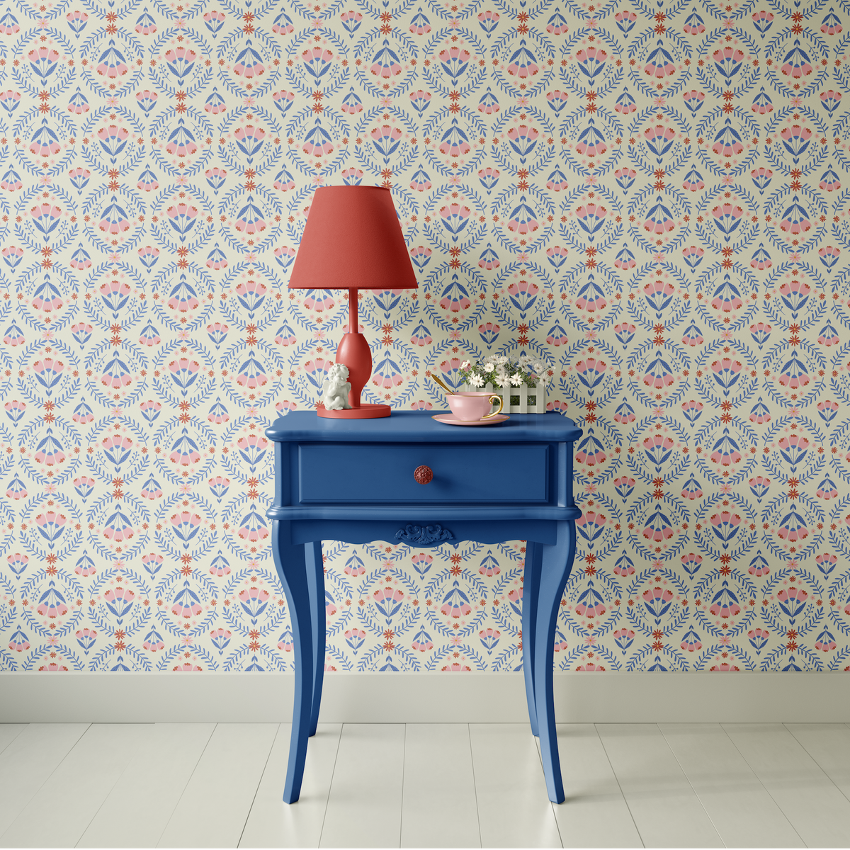 Floral Medallions - Pink and Blue