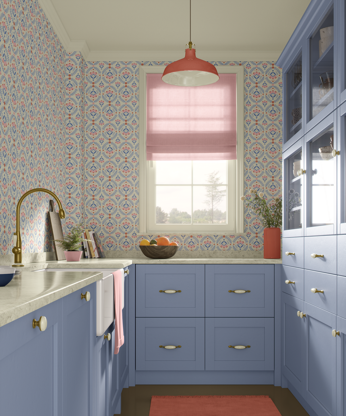 Floral Medallions - Pink and Blue