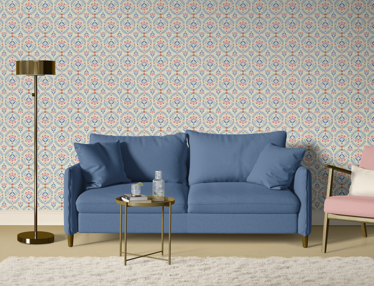 Floral Medallions - Pink and Blue