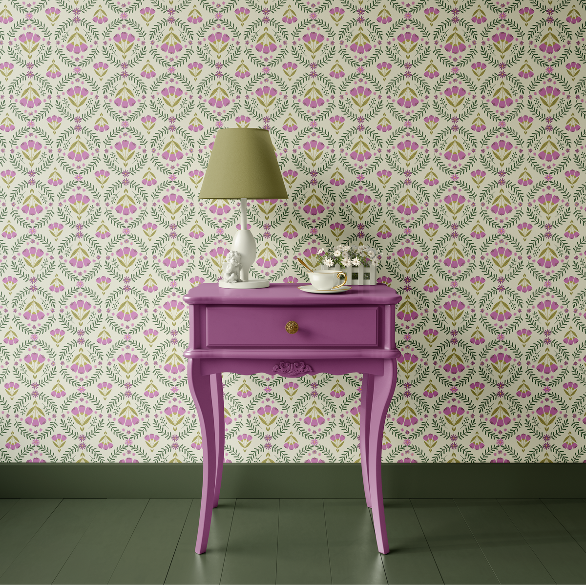 Floral Medallions - Purple and Green