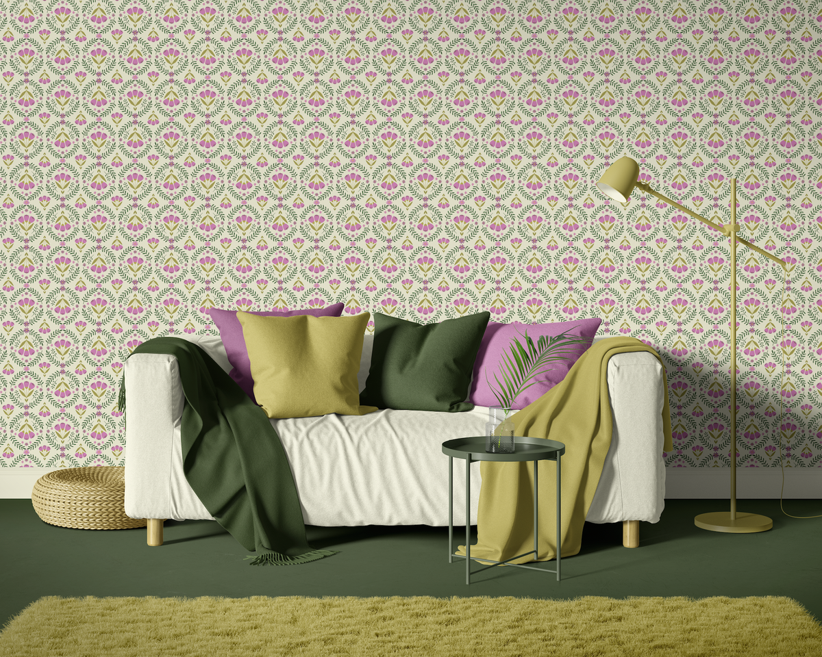 Floral Medallions - Purple and Green