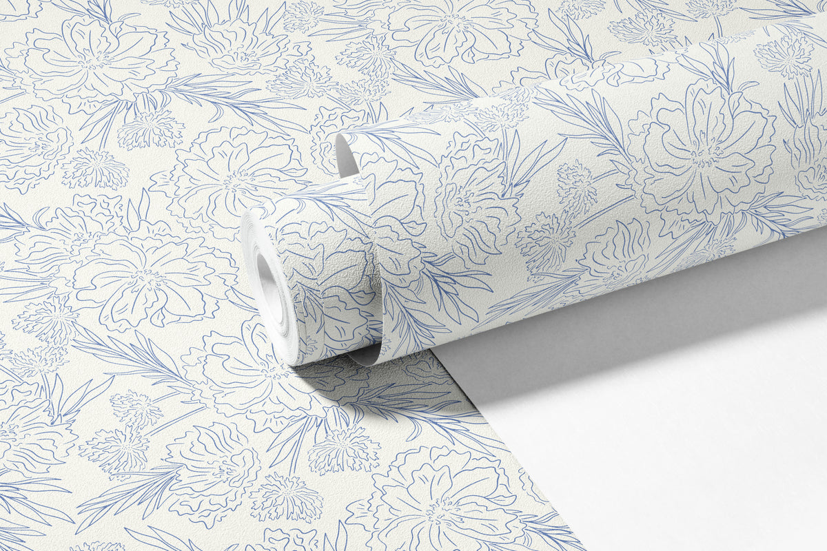 Floral Outline - Blue