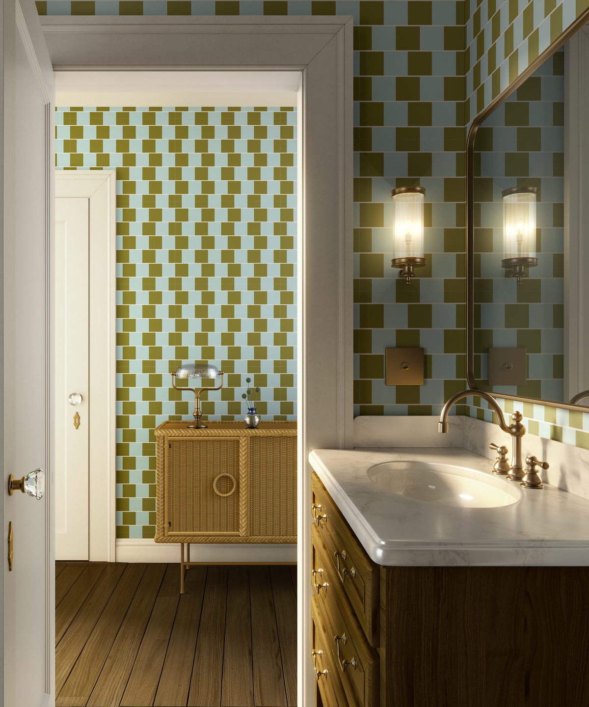 Geometric - Green and Light Blue