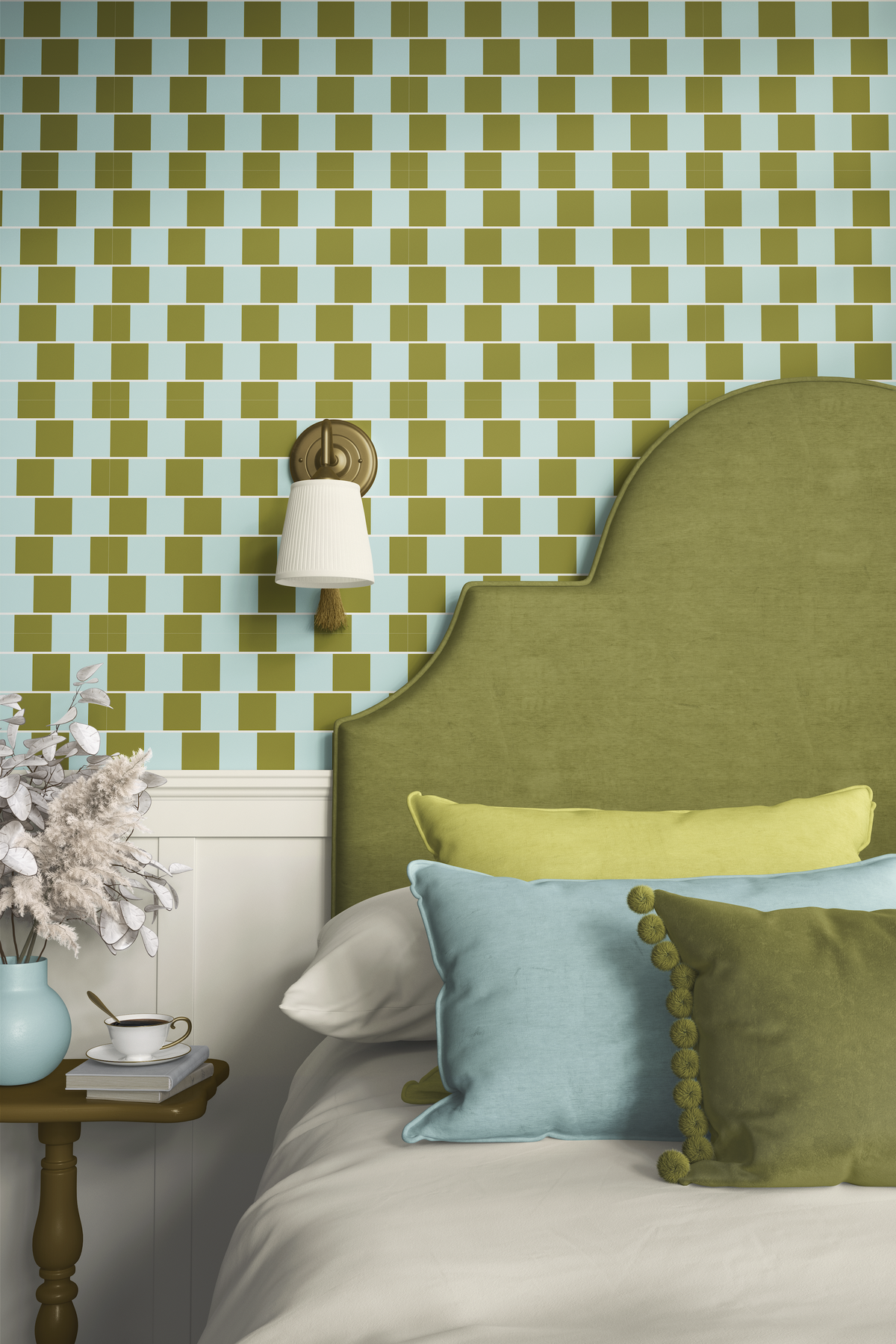 Geometric - Green and Light Blue