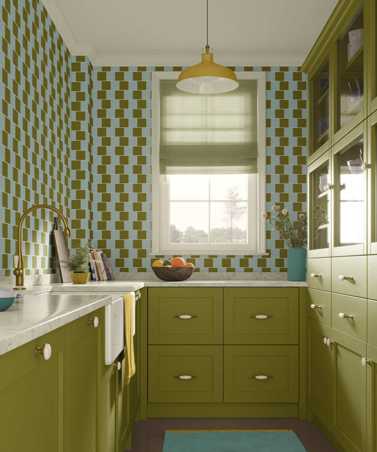 Geometric - Green and Light Blue