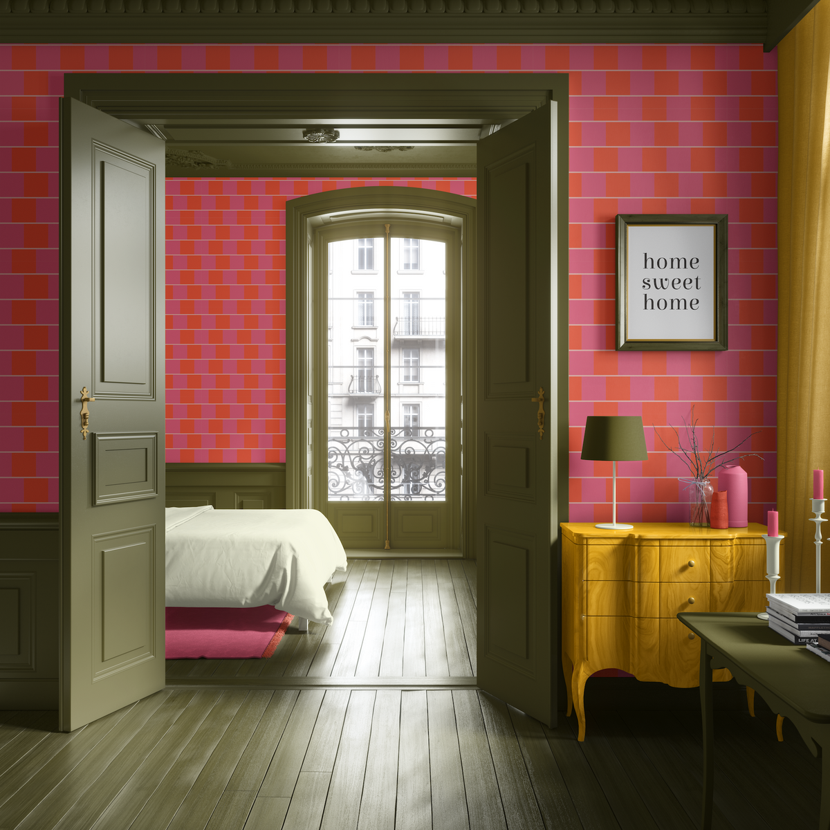 Geometric - Pink and Red